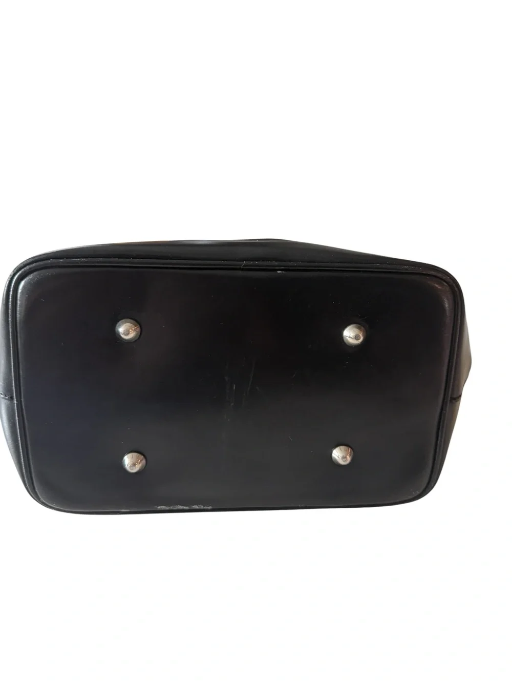 Vintage Focus Paris Black Leather Structured Tote Bag Made in France